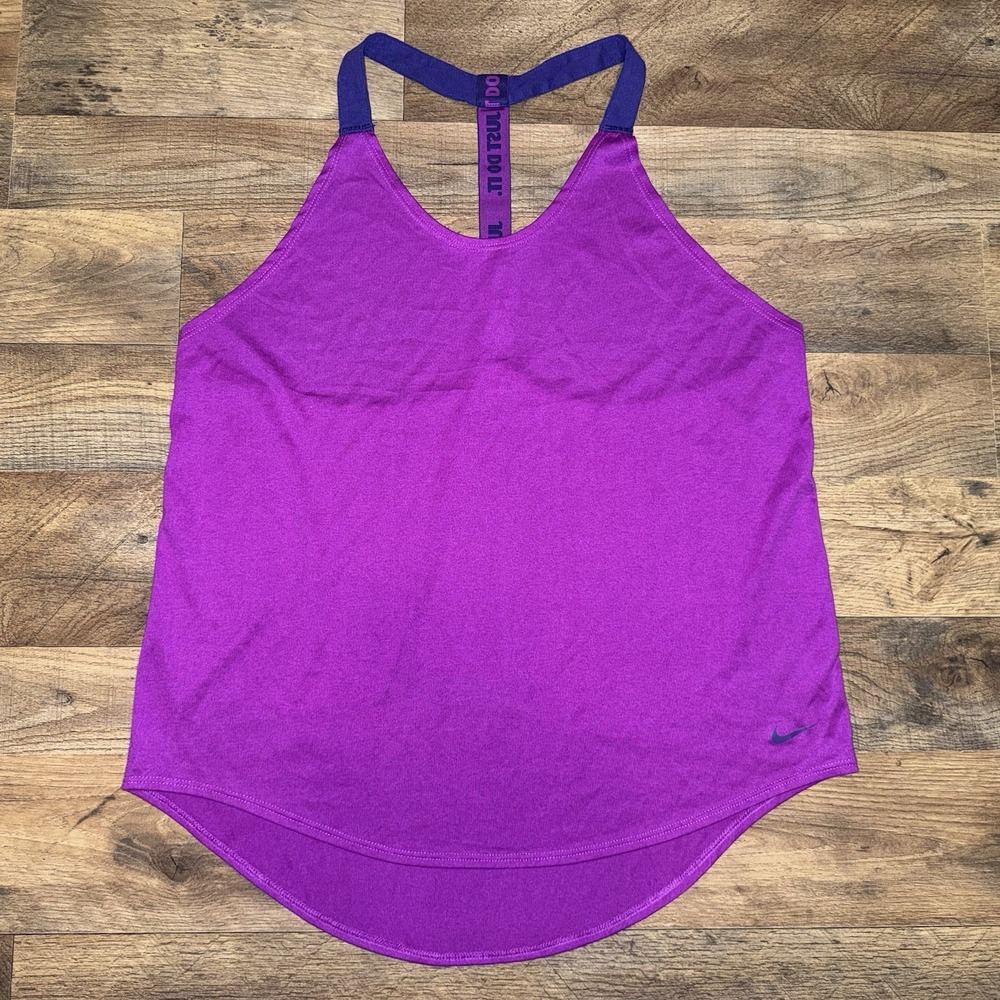 Nike Womens Purple T-Back Racerback Tank Top Just Do It Athletic
